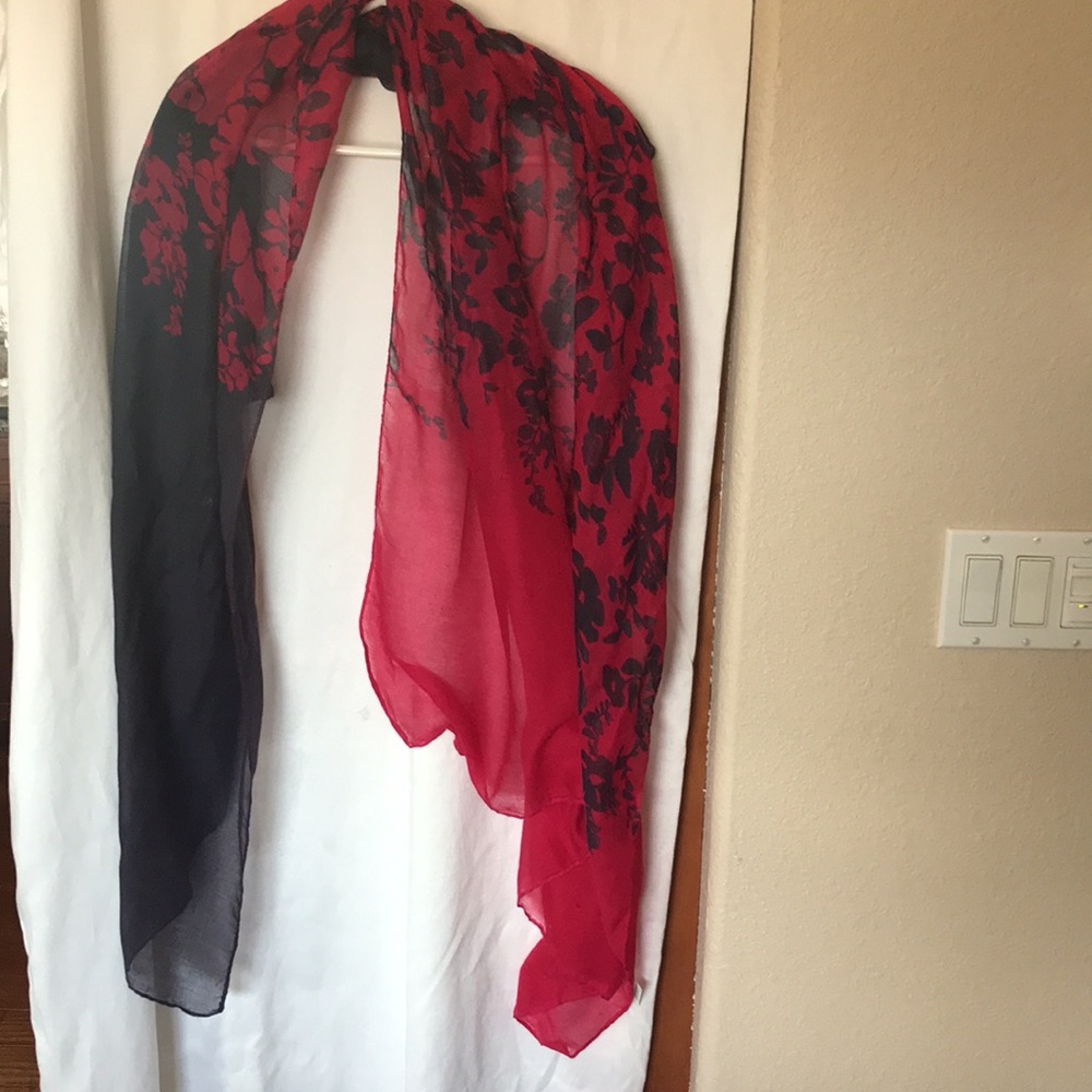 Deep navy and red floral scarf/wrap